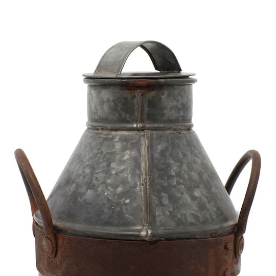 13" Gray Iron Farmhouse Decorative Can